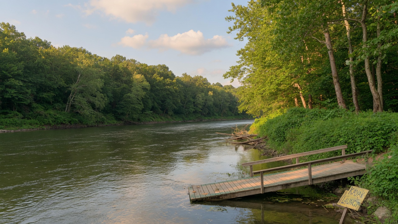 Sunny summer day on a green Pennsylvania river